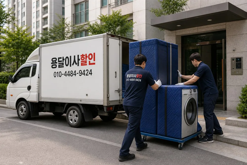 냉장고·세탁기 등 대형 가전을 대차로 운반하는 모습